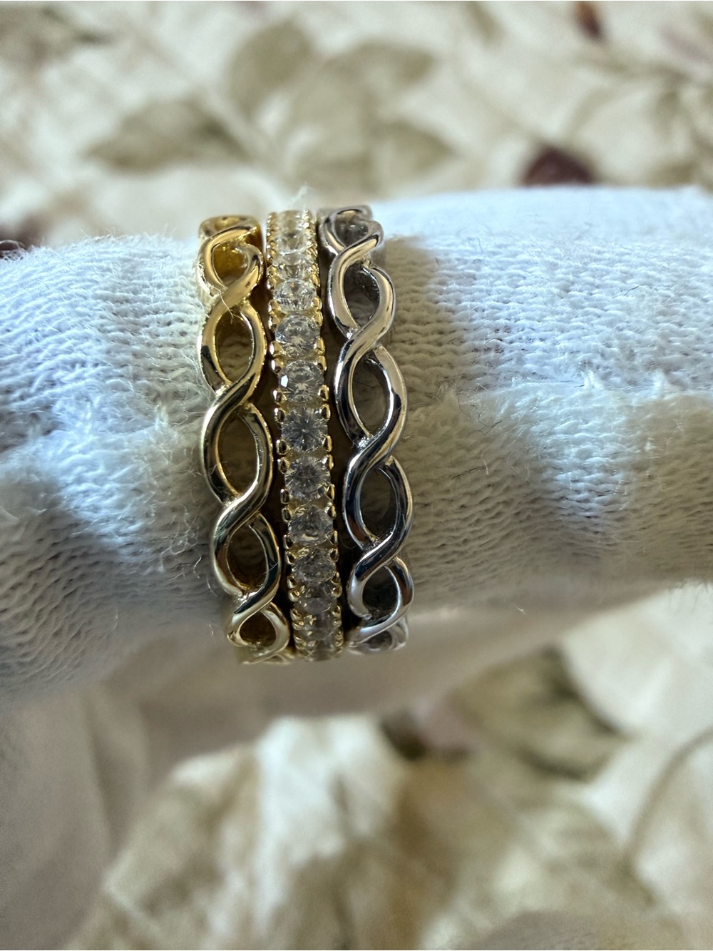 Gold and Sterling Silver 925 Stackable Women's Ring Set
